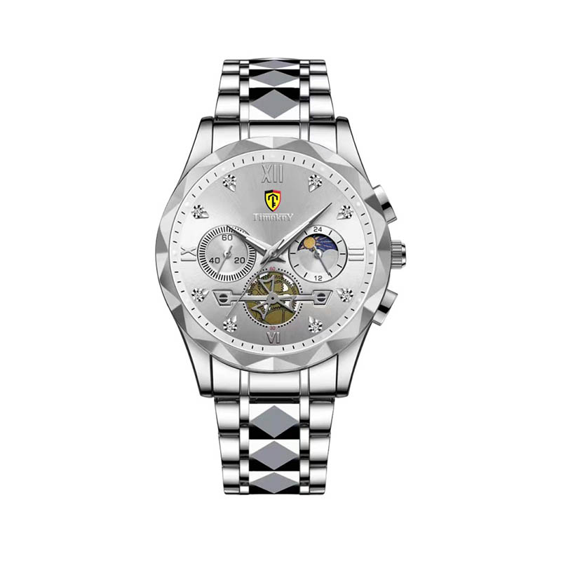 TIMEKEY Watch Men's Steel Strap Business Official Authentic Men's Watch Waterproof Hollow Men's Watch