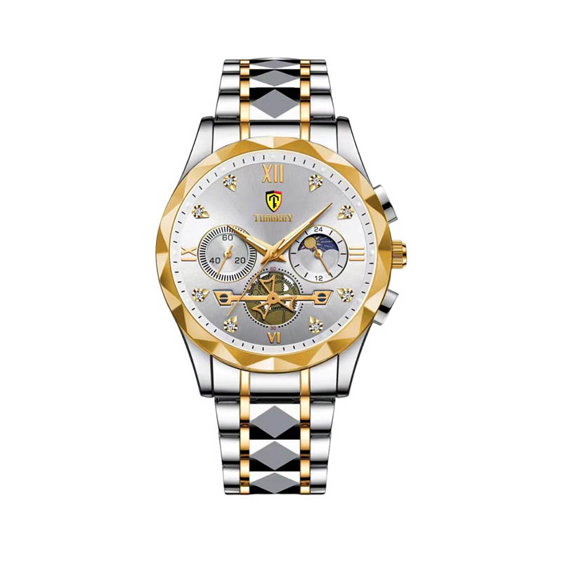TIMEKEY Watch Men's Steel Strap Business Official Authentic Men's Watch Waterproof Hollow Men's Watch