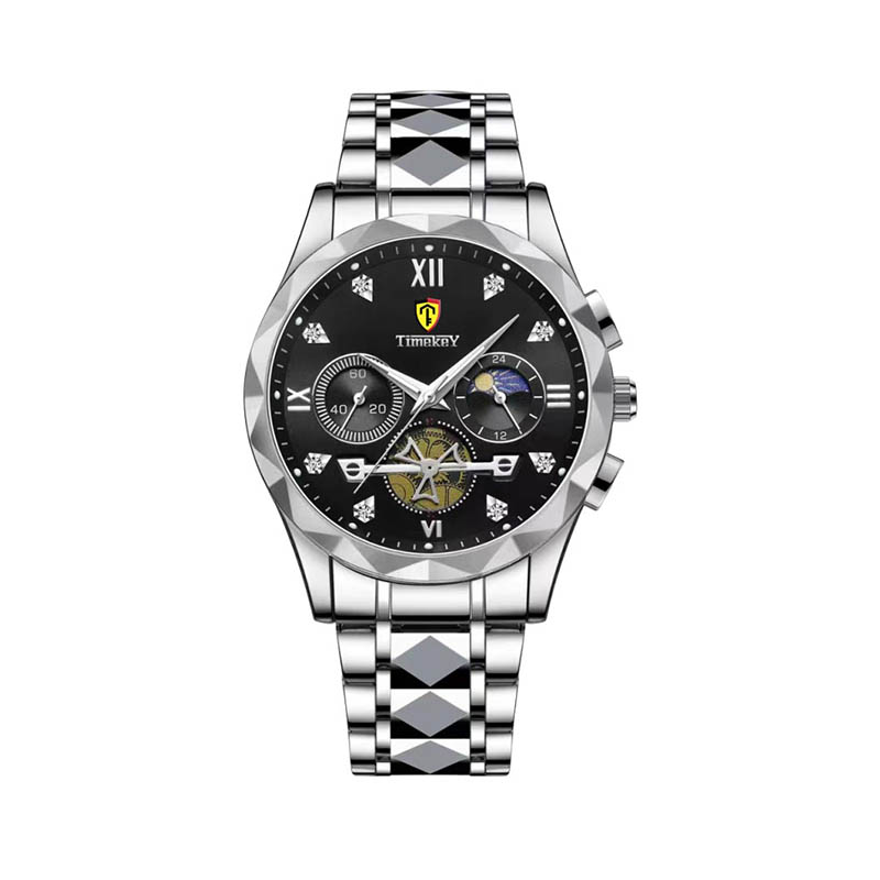TIMEKEY Watch Men's Steel Strap Business Official Authentic Men's Watch Waterproof Hollow Men's Watch