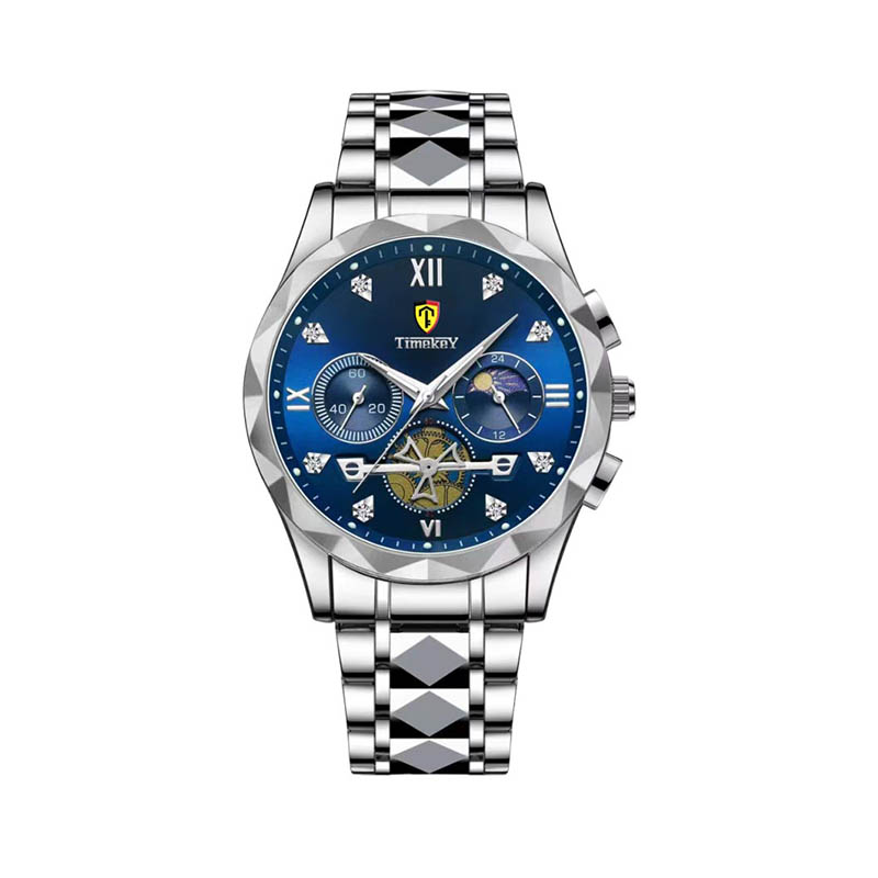 TIMEKEY Watch Men's Steel Strap Business Official Authentic Men's Watch Waterproof Hollow Men's Watch