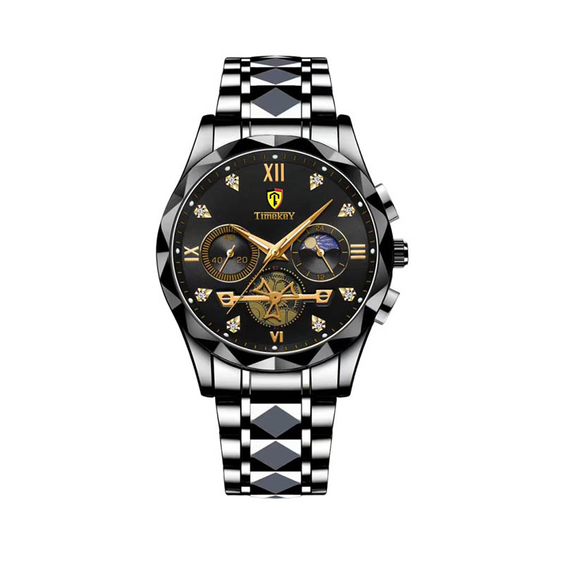 TIMEKEY Watch Men's Steel Strap Business Official Authentic Men's Watch Waterproof Hollow Men's Watch