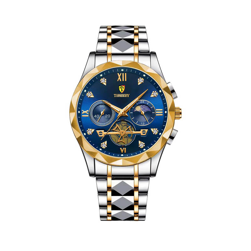 TIMEKEY Watch Men's Steel Strap Business Official Authentic Men's Watch Waterproof Hollow Men's Watch