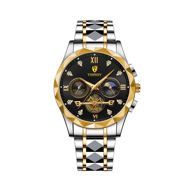 TIMEKEY Watch Men's Steel Strap Business Official Authentic Men's Watch Waterproof Hollow Men's Watch