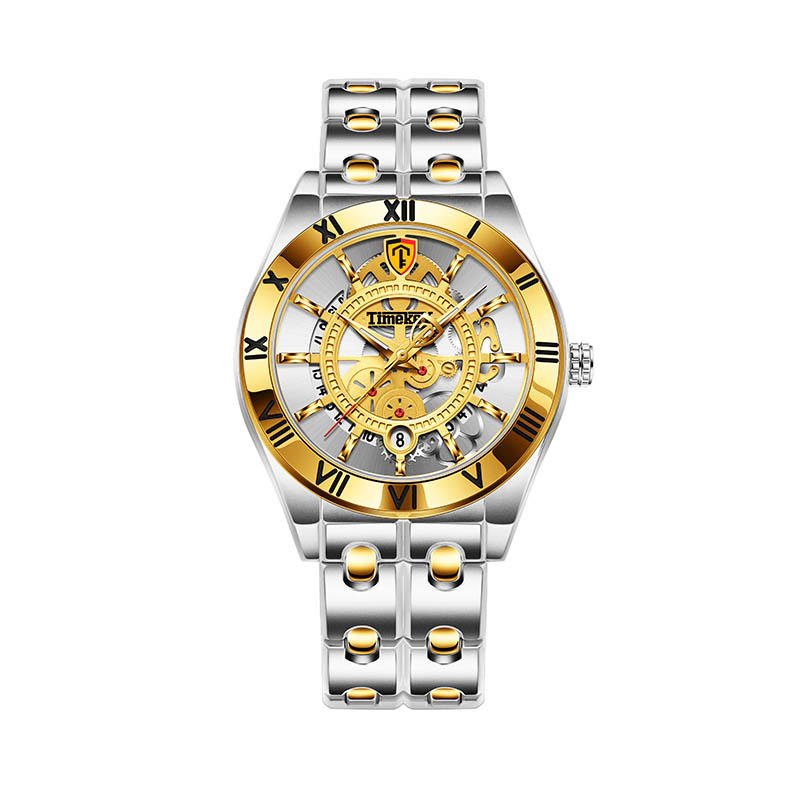 TIMEKRY Quartz Watch with Roman Numerals, Stylish and Versatile Stainless Steel Wristwatch