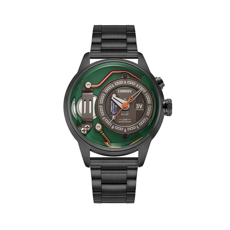 TIMEKEY Industrial Aesthetics Watch: Stainless Steel Strap, Titanium Battery Design, Trendy and Cool Men's Quartz Wristwatch