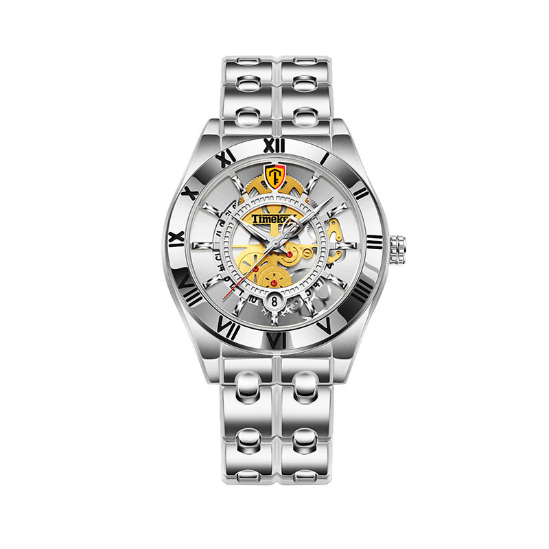 TIMEKRY Quartz Watch with Roman Numerals, Stylish and Versatile Stainless Steel Wristwatch