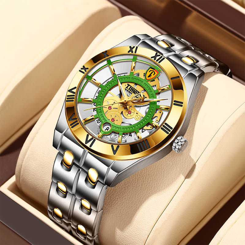 TIMEKRY Quartz Watch with Roman Numerals, Stylish and Versatile Stainless Steel Wristwatch