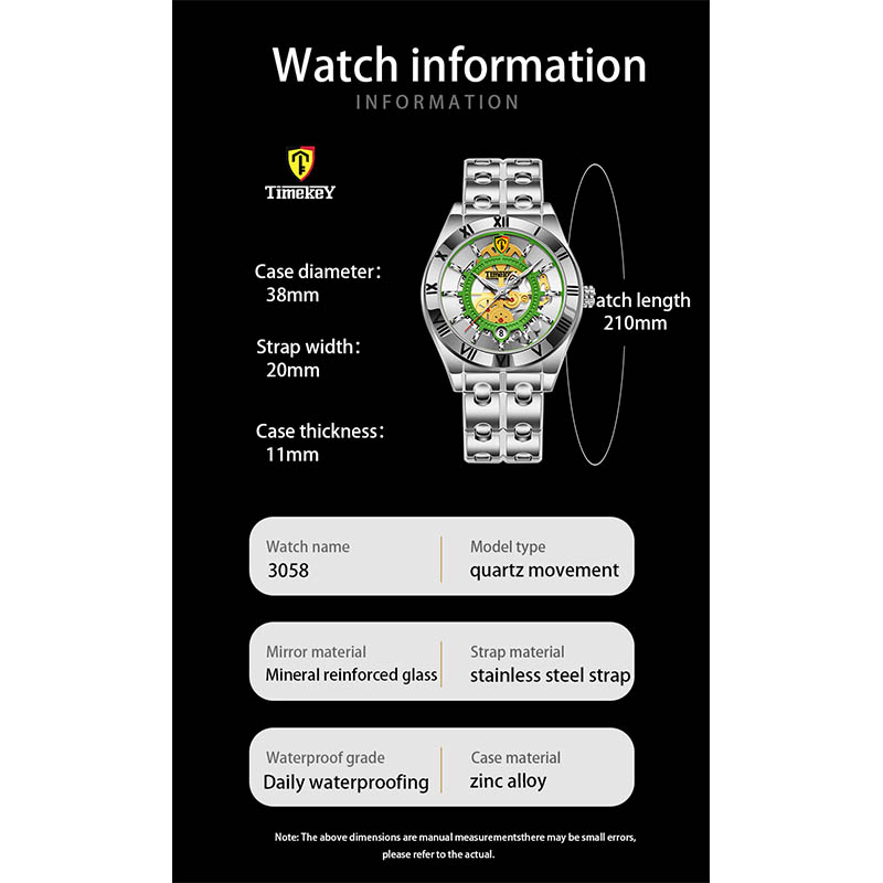 TIMEKRY Quartz Watch with Roman Numerals, Stylish and Versatile Stainless Steel Wristwatch