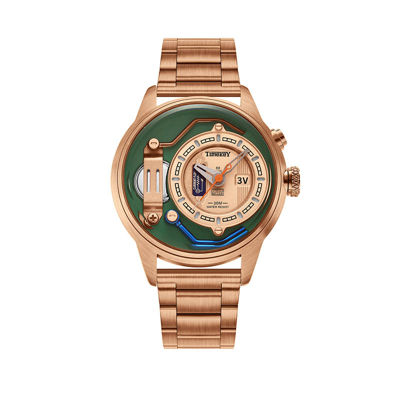 TIMEKEY Industrial Aesthetics Watch: Stainless Steel Strap, Titanium Battery Design, Trendy and Cool Men's Quartz Wristwatch