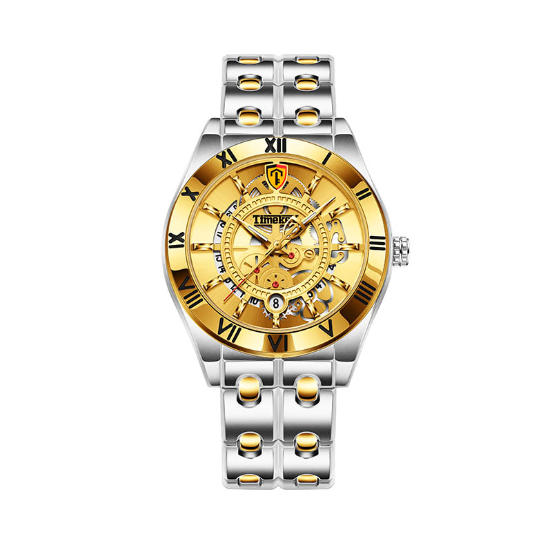 TIMEKRY Quartz Watch with Roman Numerals, Stylish and Versatile Stainless Steel Wristwatch