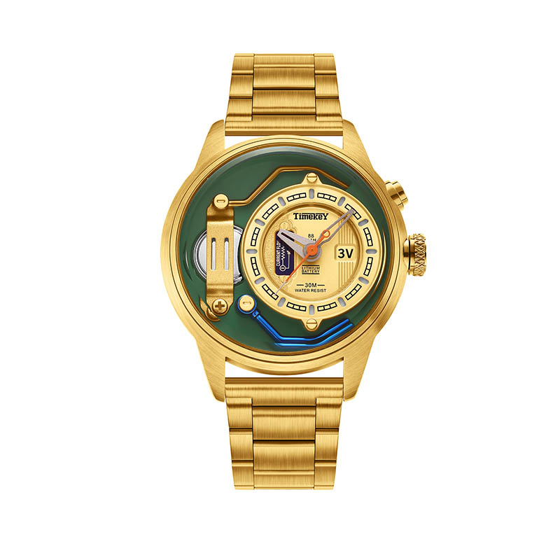 TIMEKEY Industrial Aesthetics Watch: Stainless Steel Strap, Titanium Battery Design, Trendy and Cool Men's Quartz Wristwatch