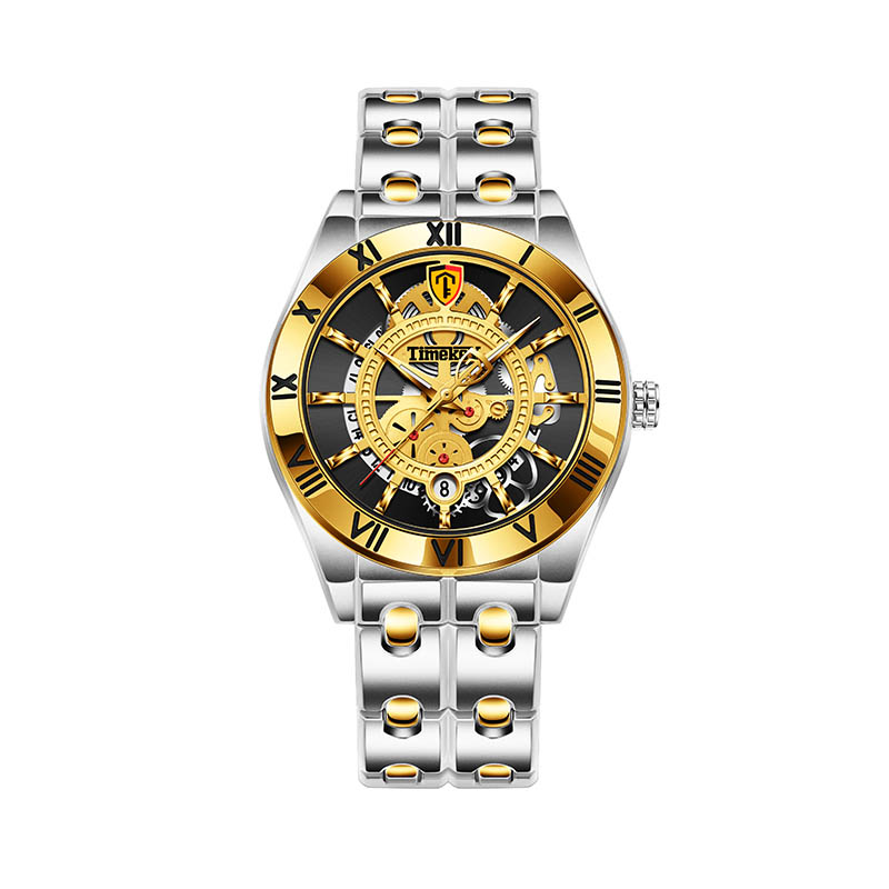 TIMEKRY Quartz Watch with Roman Numerals, Stylish and Versatile Stainless Steel Wristwatch