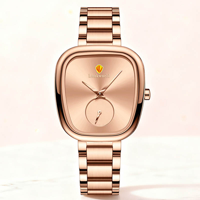 Lockworld Minimalist Square Quartz Watch With Stainless Steel Strap And Small Seconds Sub-Dial, A Stylish And Affordable Luxury Timepiece For Men And Women.