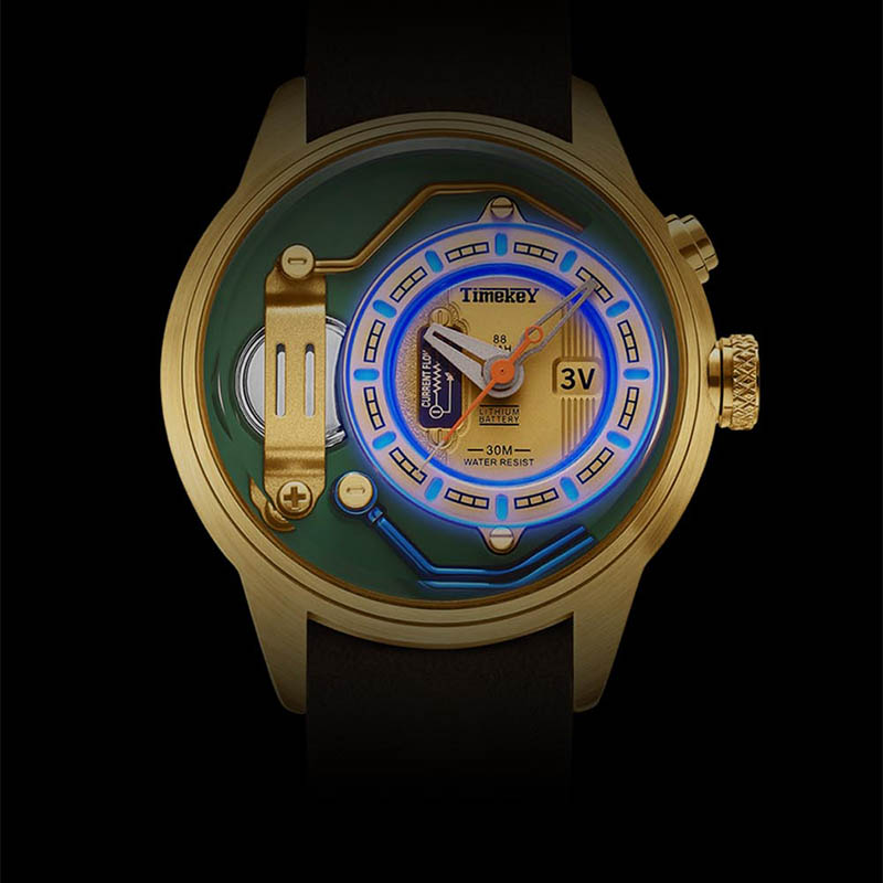 Timekey Retro Industrial Style Quartz Watch, Mechanical Structure Design, 30-Meter Water Resistant Men's Personalized Wristwatch