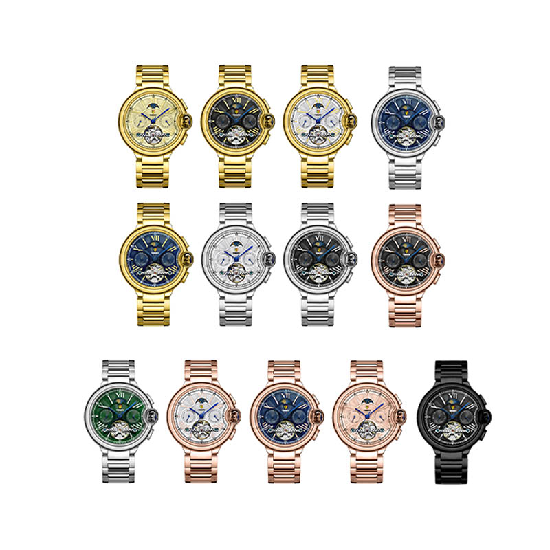 Timekey Multifunctional Tourbillon Mechanical Watch With Moon Phase Display And Stainless Steel Strap - High-End Men's Mechanical Wristwatch