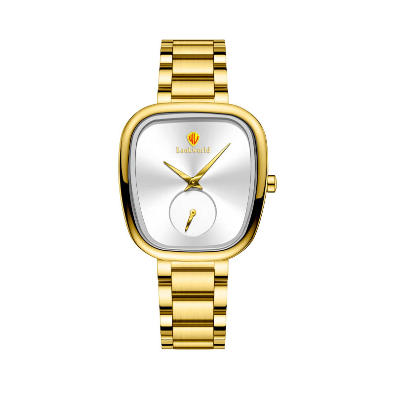 Lockworld Minimalist Square Quartz Watch With Stainless Steel Strap And Small Seconds Sub-Dial, A Stylish And Affordable Luxury Timepiece For Men And Women.