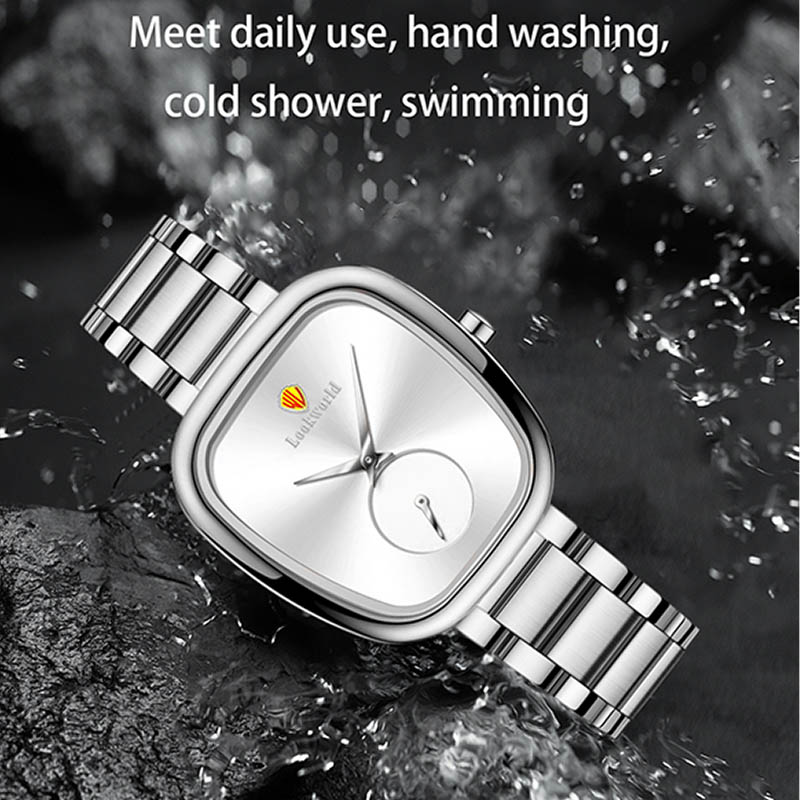 Lockworld Minimalist Square Quartz Watch With Stainless Steel Strap And Small Seconds Sub-Dial, A Stylish And Affordable Luxury Timepiece For Men And Women.