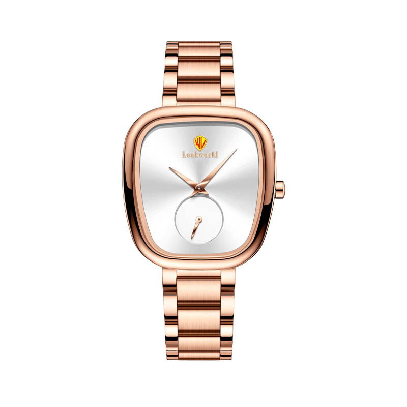 Lockworld Minimalist Square Quartz Watch With Stainless Steel Strap And Small Seconds Sub-Dial, A Stylish And Affordable Luxury Timepiece For Men And Women.