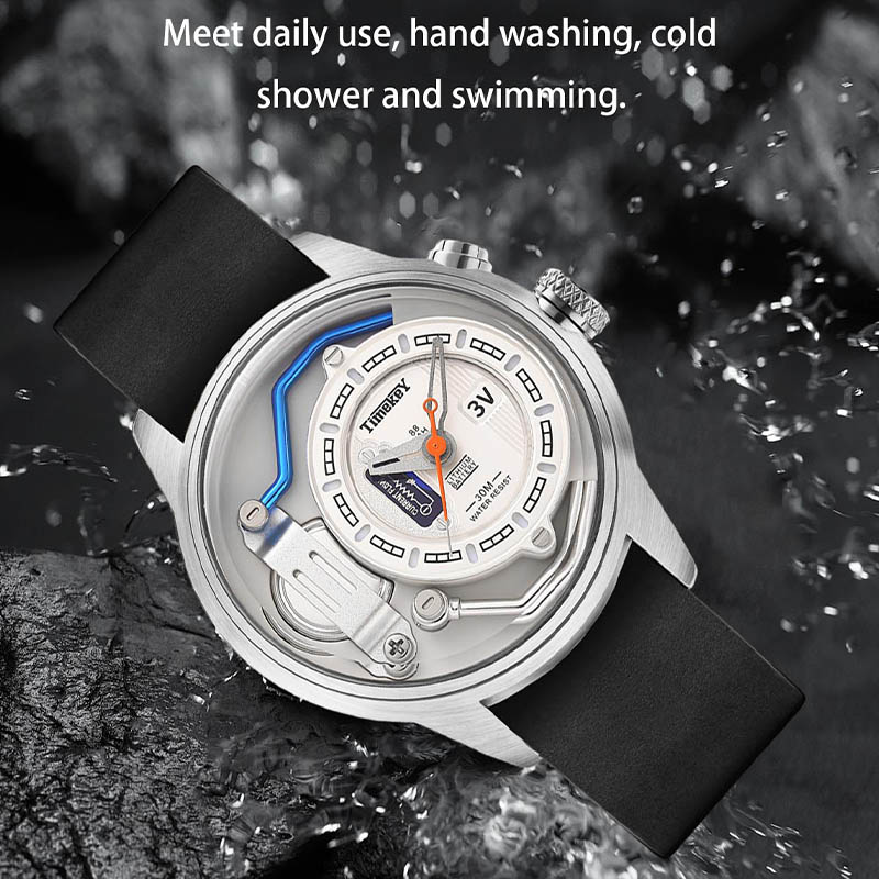 Timekey Retro Industrial Style Quartz Watch, Mechanical Structure Design, 30-Meter Water Resistant Men's Personalized Wristwatch