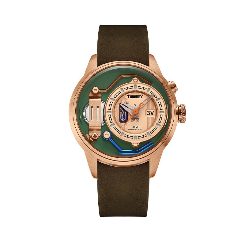 Timekey Retro Industrial Style Quartz Watch, Mechanical Structure Design, 30-Meter Water Resistant Men's Personalized Wristwatch